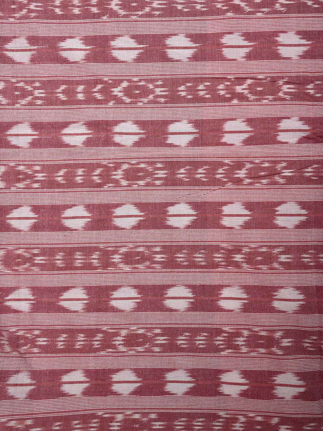 Dark Peach Pochampally Ikat Cotton 3mts Fabric with Strips Design f0305