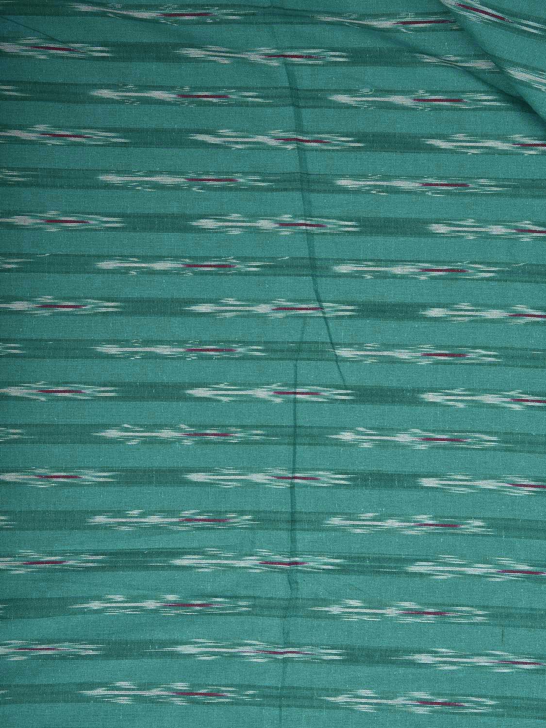Turquoise and Red Pochampally Ikat Cotton 3mts Fabric with Strips Design f0307