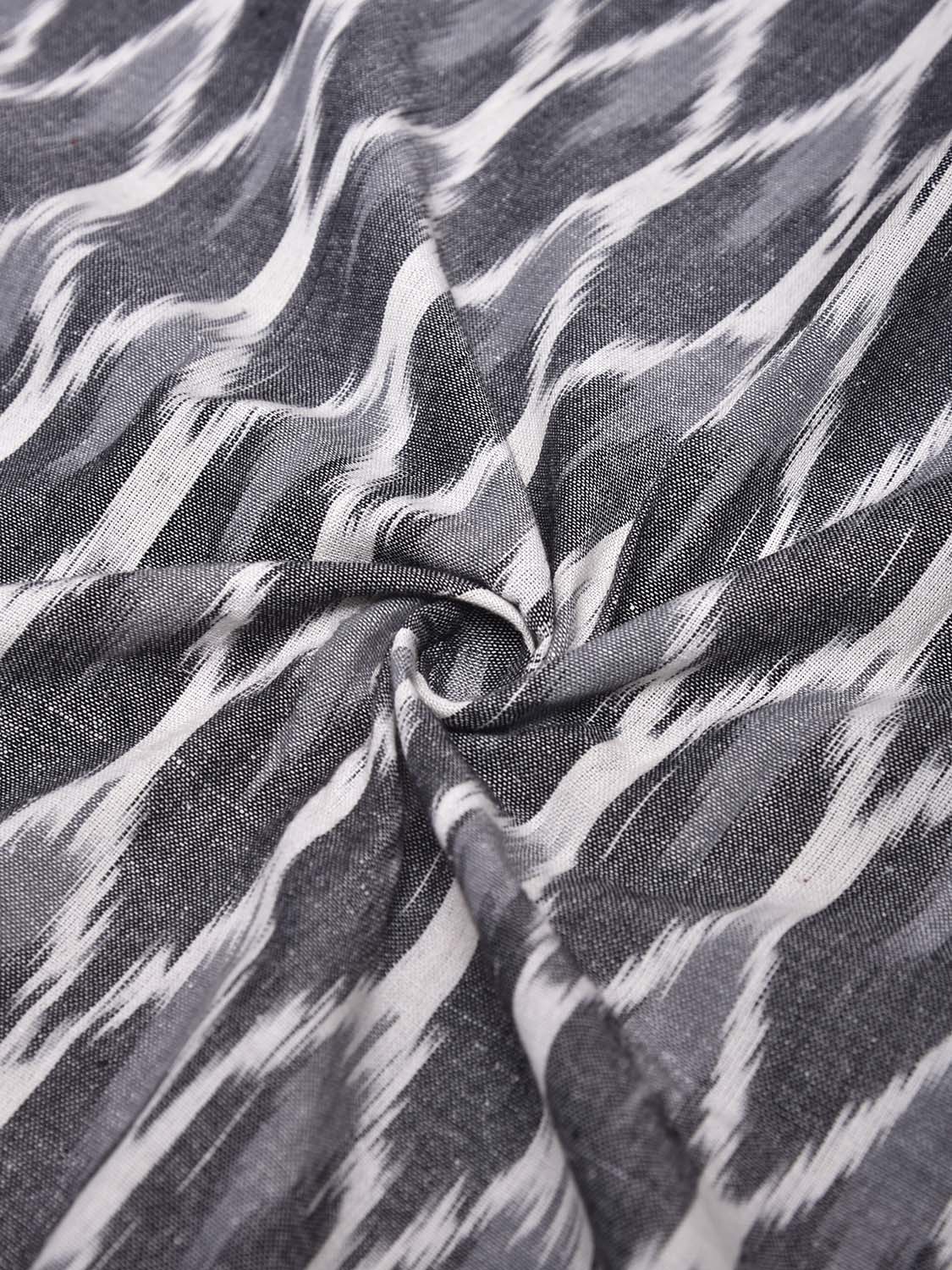 Grey and White Pochampally Ikat Cotton 3mts Fabric with Grill Design f0309