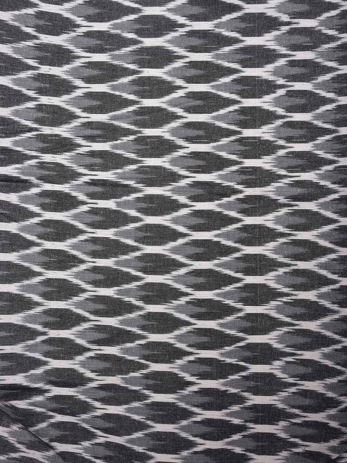 Grey and White Pochampally Ikat Cotton 3mts Fabric with Grill Design f0309