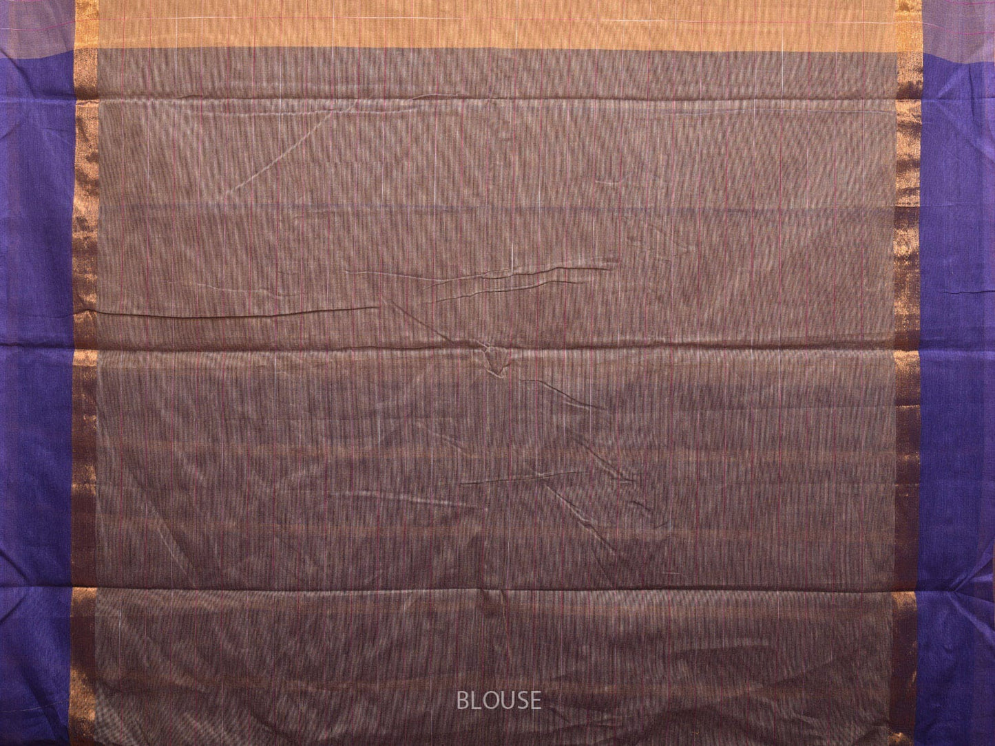 Fawn and Blue Kanchipuram Cotton Saree with Big Checks Design k0611