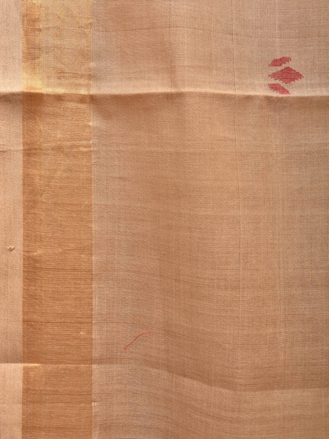 Fawn Khadi Cotton Handloom Saree with Plants Pallu Design kh0641