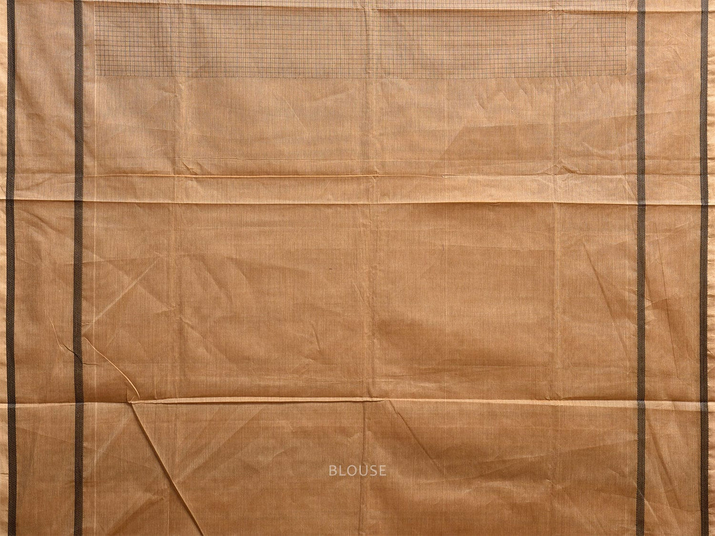 Fawn Venkatagiri Cotton Saree with Checks and Strips Pallu Design v0112