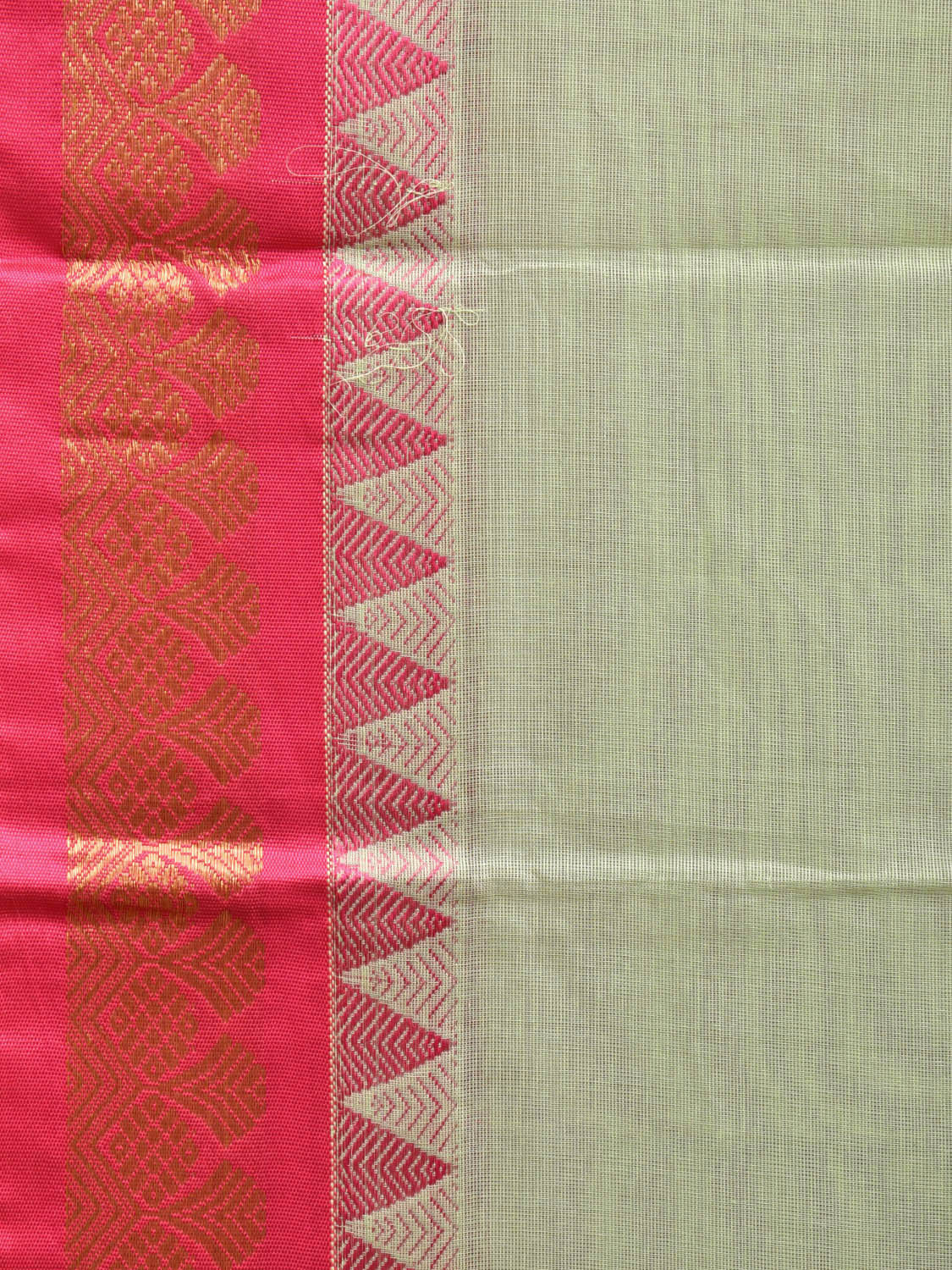Sea Green and Pink Gadwal Cotton Plain Saree with Strips Pallu and Border Design No Blouse g0394