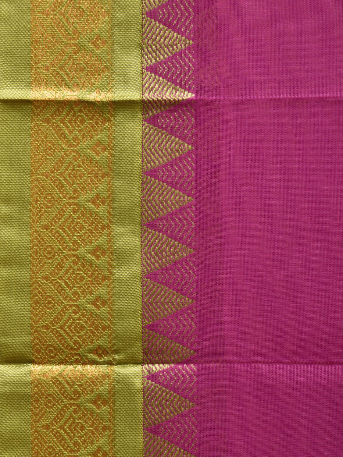 Purple and Green Gadwal Cotton Plain Saree with Strips Pallu and Border Design No Blouse g0395