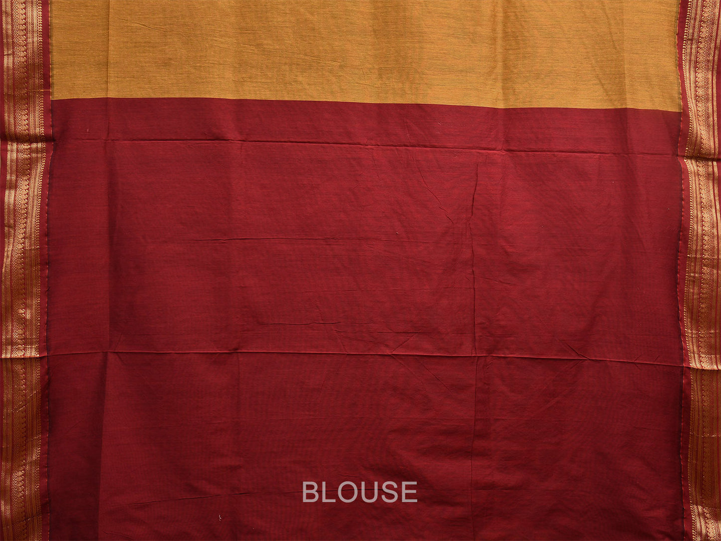 Mustard and Maroon Gadwal Cotton Saree with Pallu and Border Design g0409
