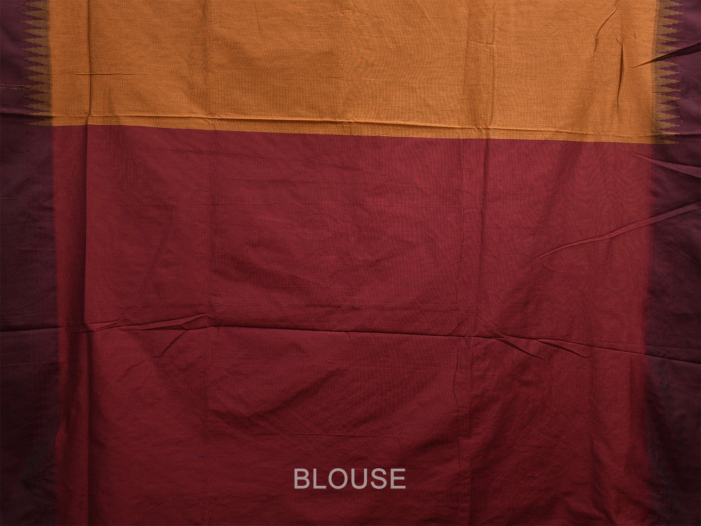 Mustard and Maroon Gadwal Cotton Saree with Pallu and Temple Border Design g0411