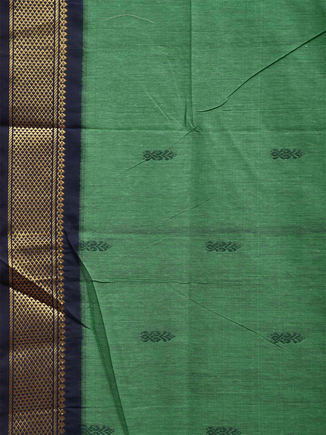 Turquoise and Navy Gadwal Cotton Saree with Pallu and Border Design g0412