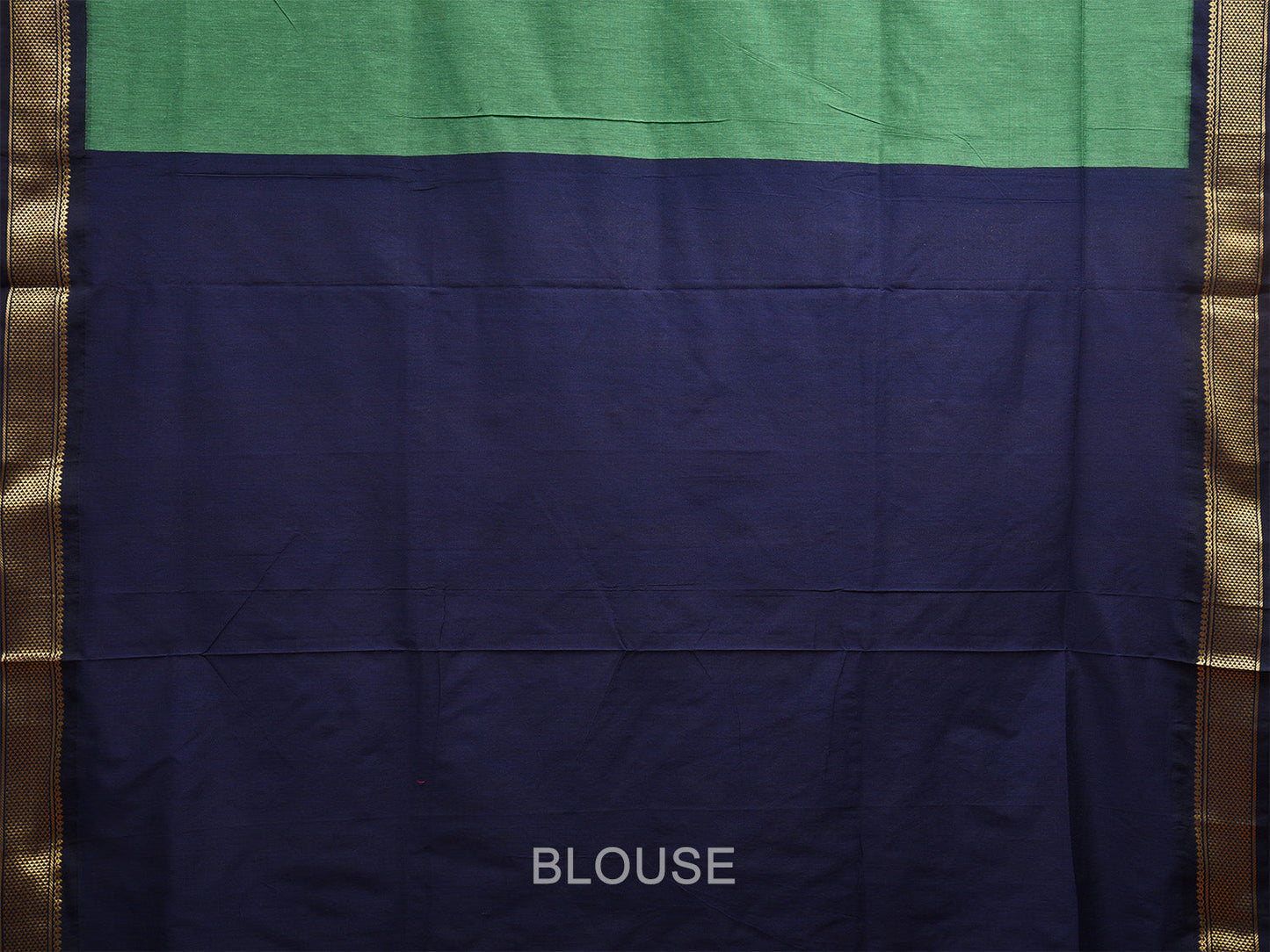Turquoise and Navy Gadwal Cotton Saree with Pallu and Border Design g0412