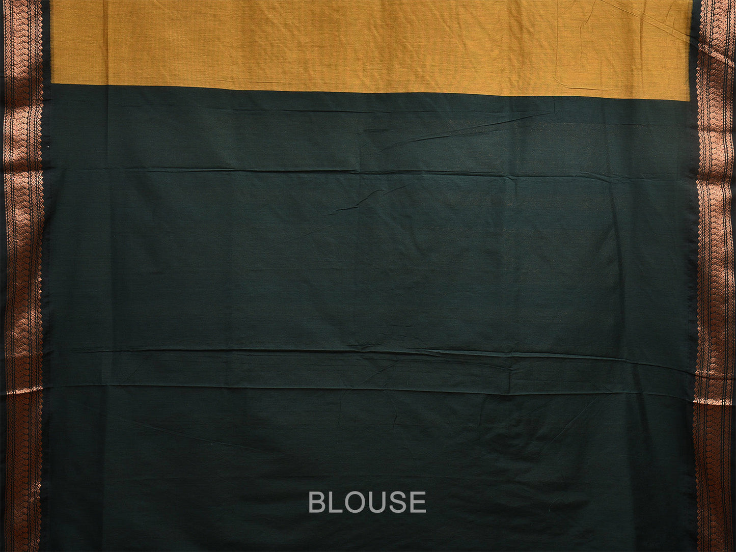 Mustard and Dark Green Gadwal Cotton Saree with Pallu and Border Design g0413