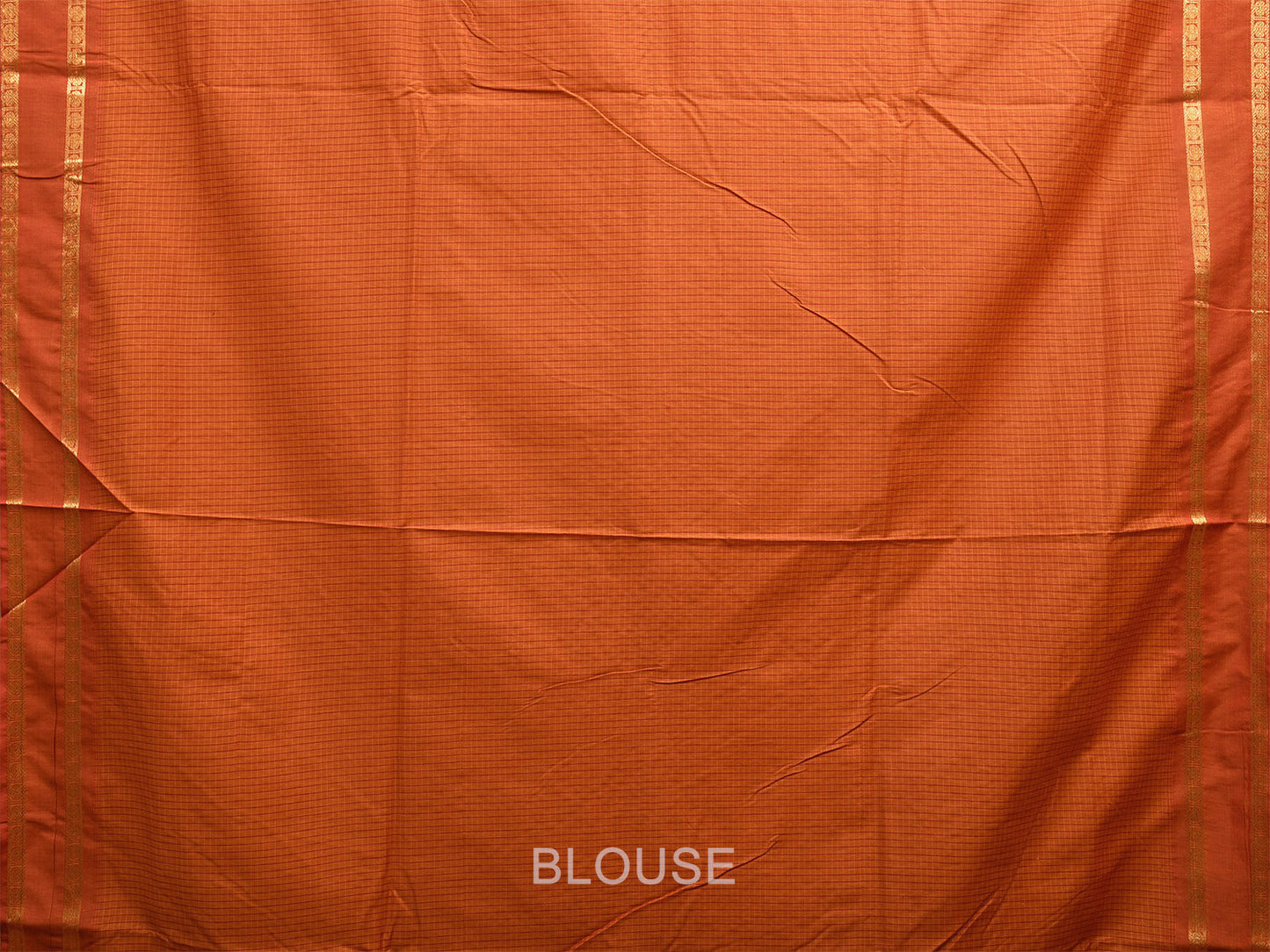 Orange Gadwal Cotton Saree with Checks and Rudraksh Border Design g0415