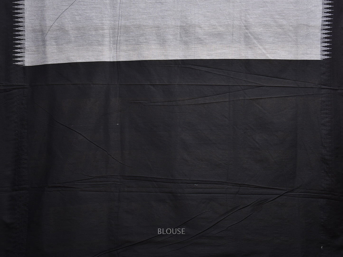 Light Grey and Green Gadwal Cotton Viscose Saree with Body Buta and Temple Border Design g0450