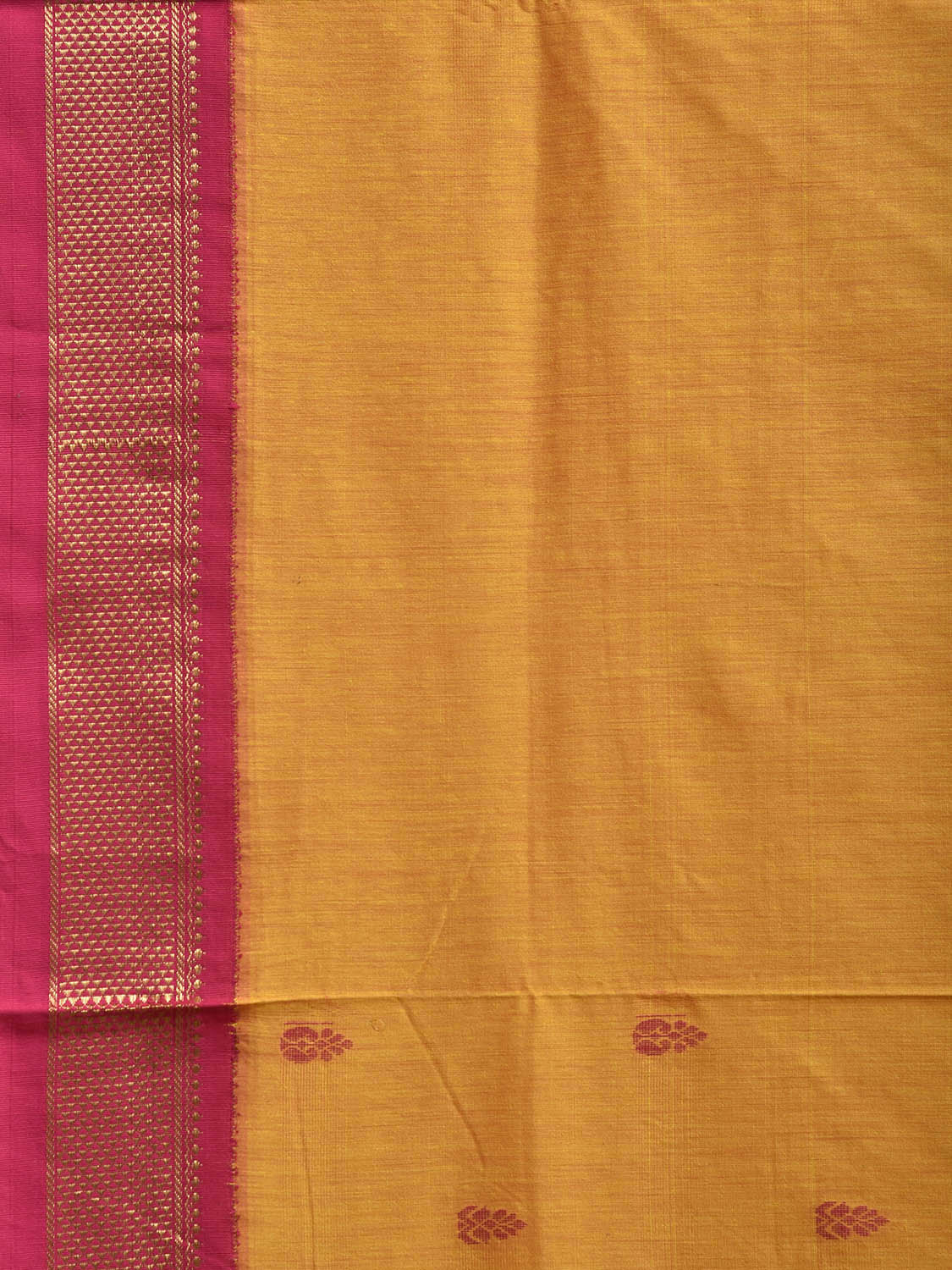 Yellow and Pink Gadwal Cotton Viscose Saree with Strips Pallu Design g0478