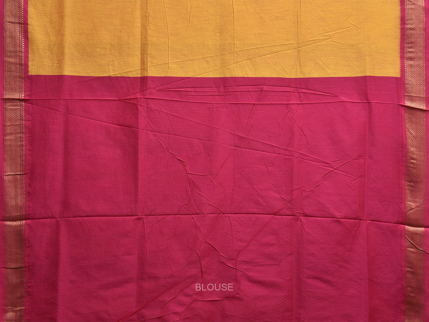 Yellow and Pink Gadwal Cotton Viscose Saree with Strips Pallu Design g0478