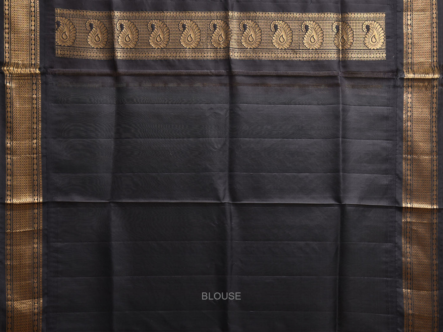 Sea Blue and Black Gadwal Silk Saree with Border and Mango Pallu Design g0486