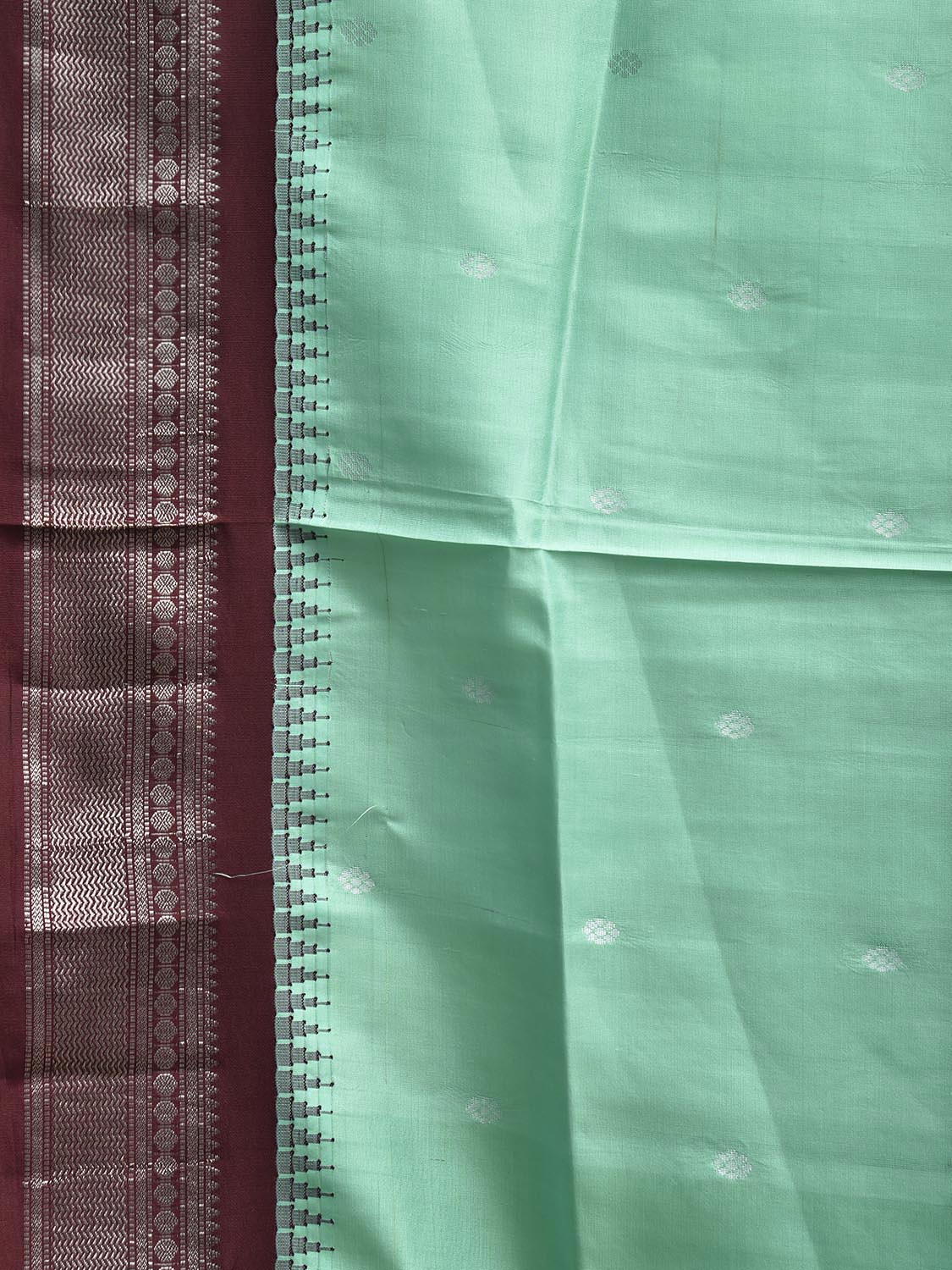 Turquoise and Maroon Gadwal Silk Saree with Border and Mango Pallu Design g0489