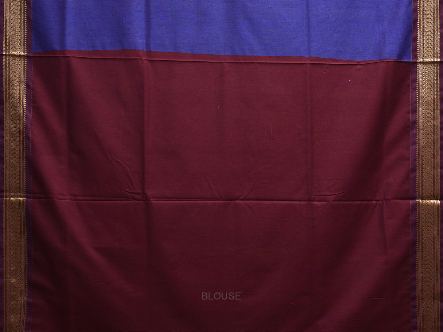 Blue and Maroon Gadwal Cotton Viscose Saree with Border and Pallu Design g0491