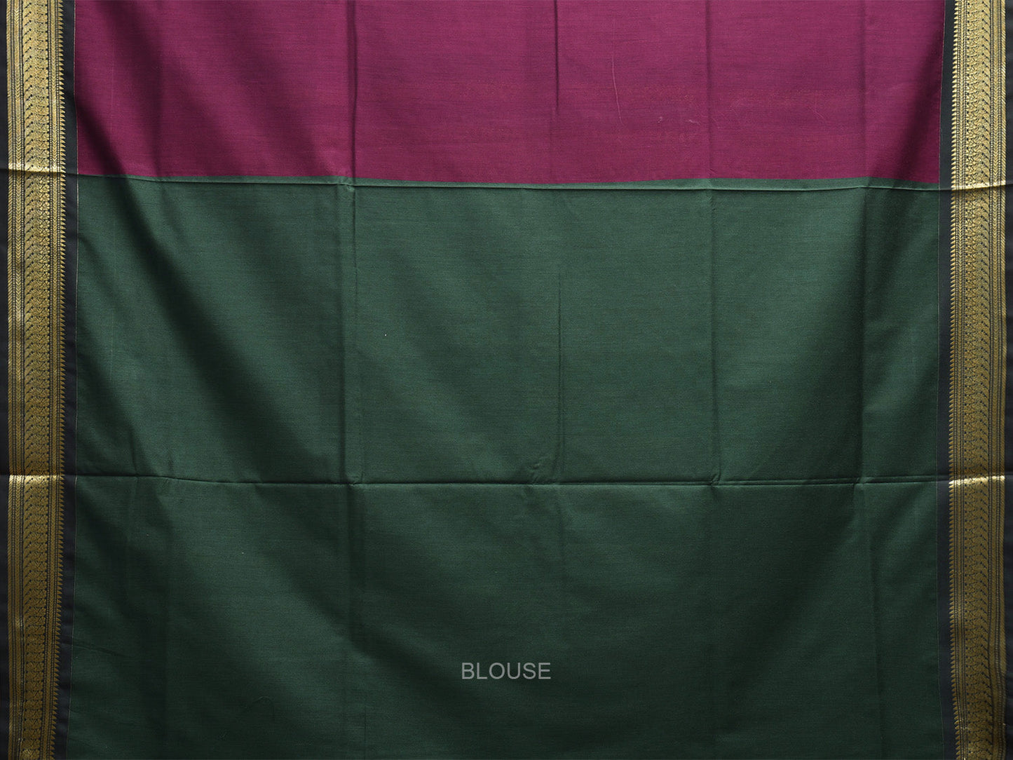 Wine and Green Gadwal Cotton Viscose Saree with Border and Pallu Design g0492