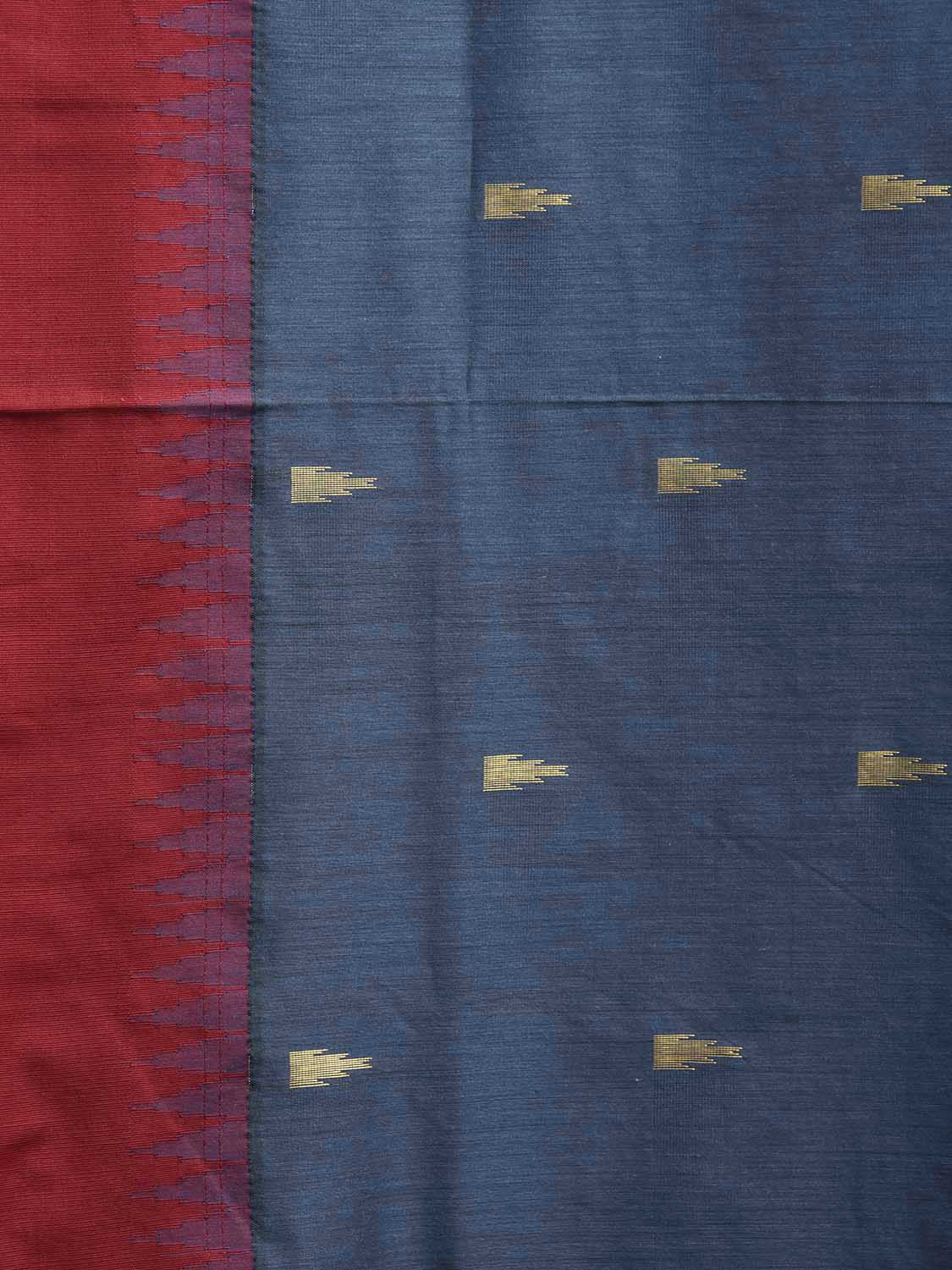 Teal and Maroon Gadwal Cotton Viscose Saree with Pallu and Temple Border Design No Blouse g0493