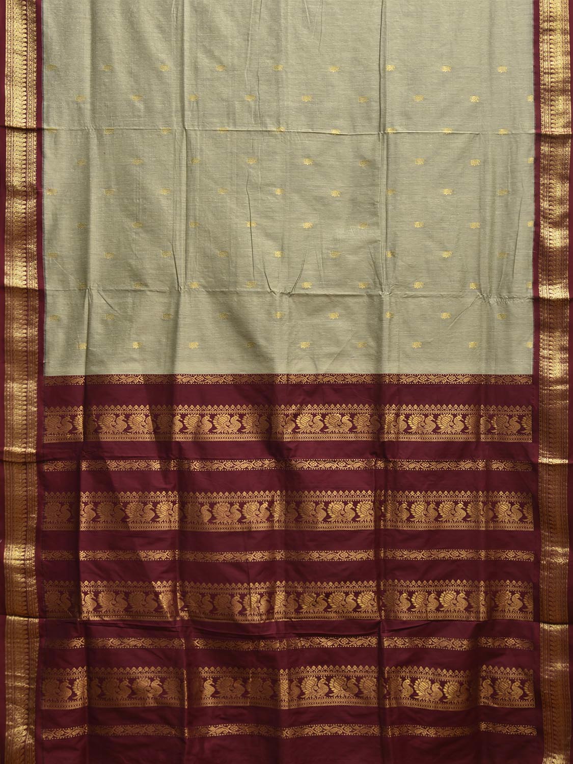 Sea Green and Maroon Gadwal Cotton Viscose Saree with Pallu and Border Design g0494