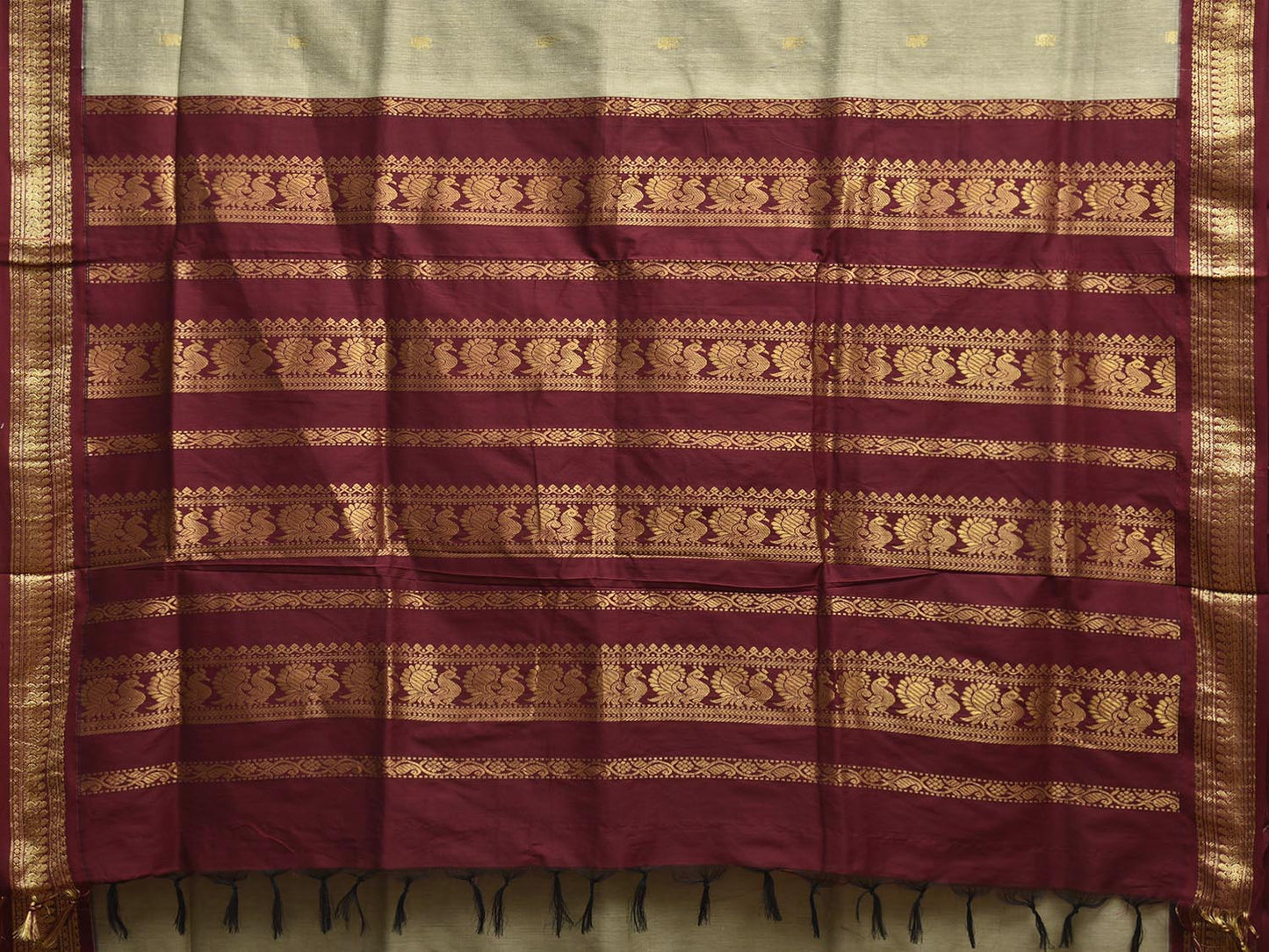 Sea Green and Maroon Gadwal Cotton Viscose Saree with Pallu and Border Design g0494