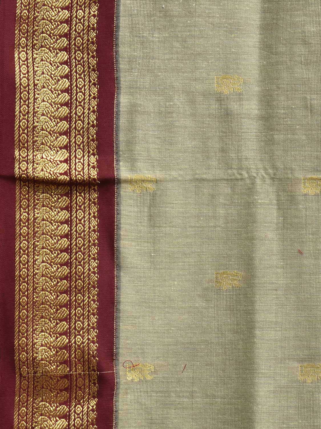 Sea Green and Maroon Gadwal Cotton Viscose Saree with Pallu and Border Design g0494