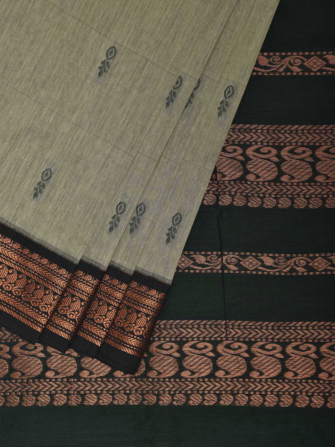 Sea Green and Green Gadwal Cotton Viscose Saree with Pallu and Border Design g0496