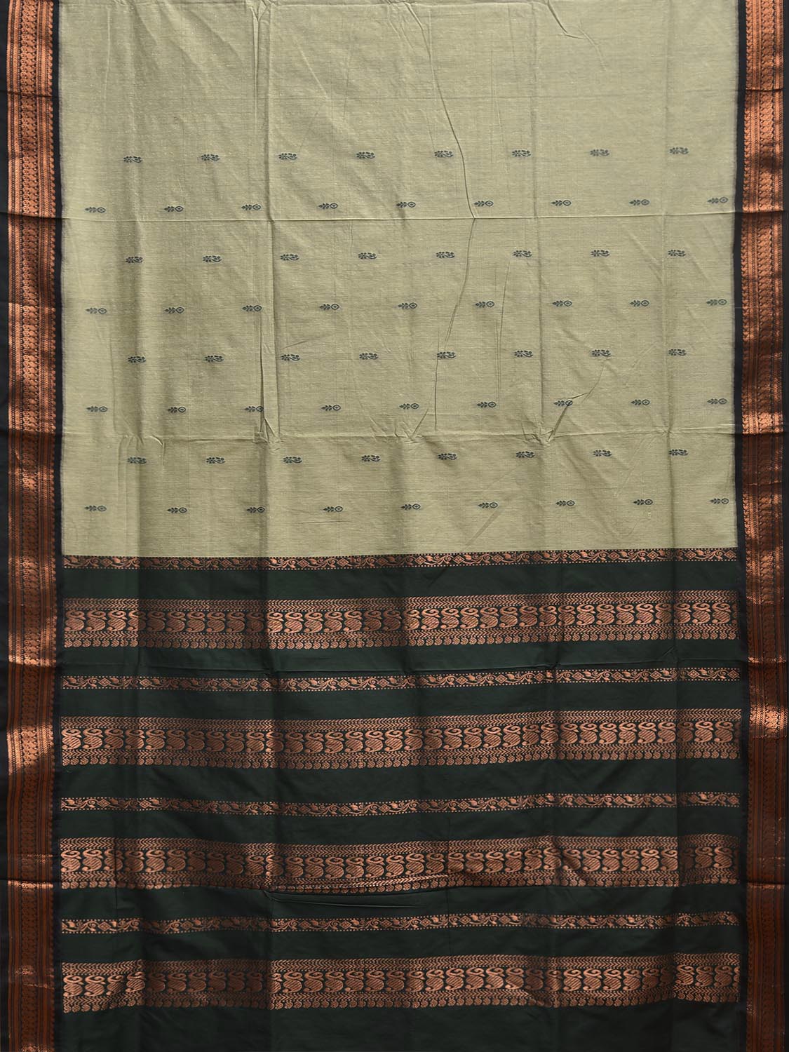 Sea Green and Green Gadwal Cotton Viscose Saree with Pallu and Border Design g0496