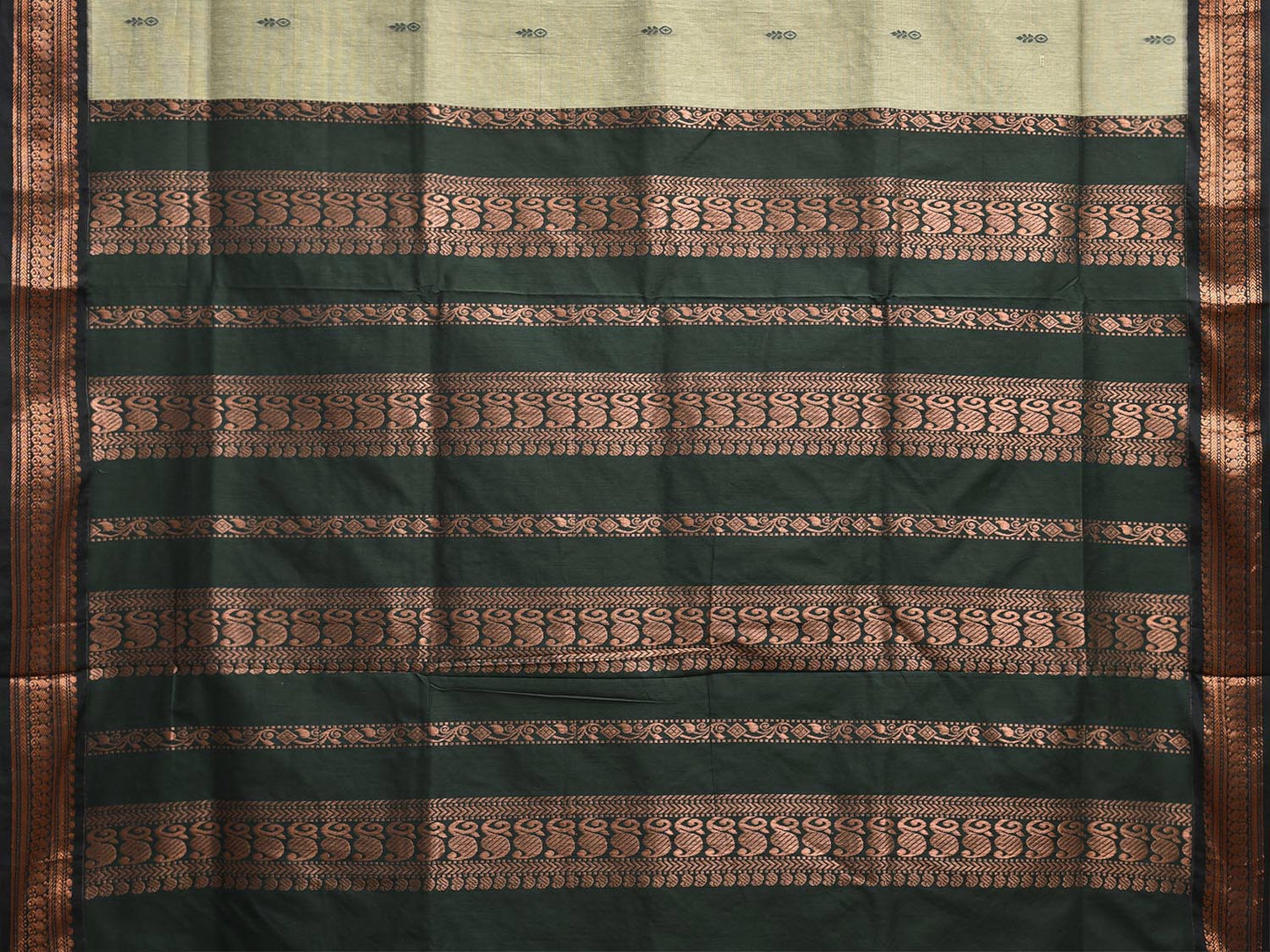 Sea Green and Green Gadwal Cotton Viscose Saree with Pallu and Border Design g0496