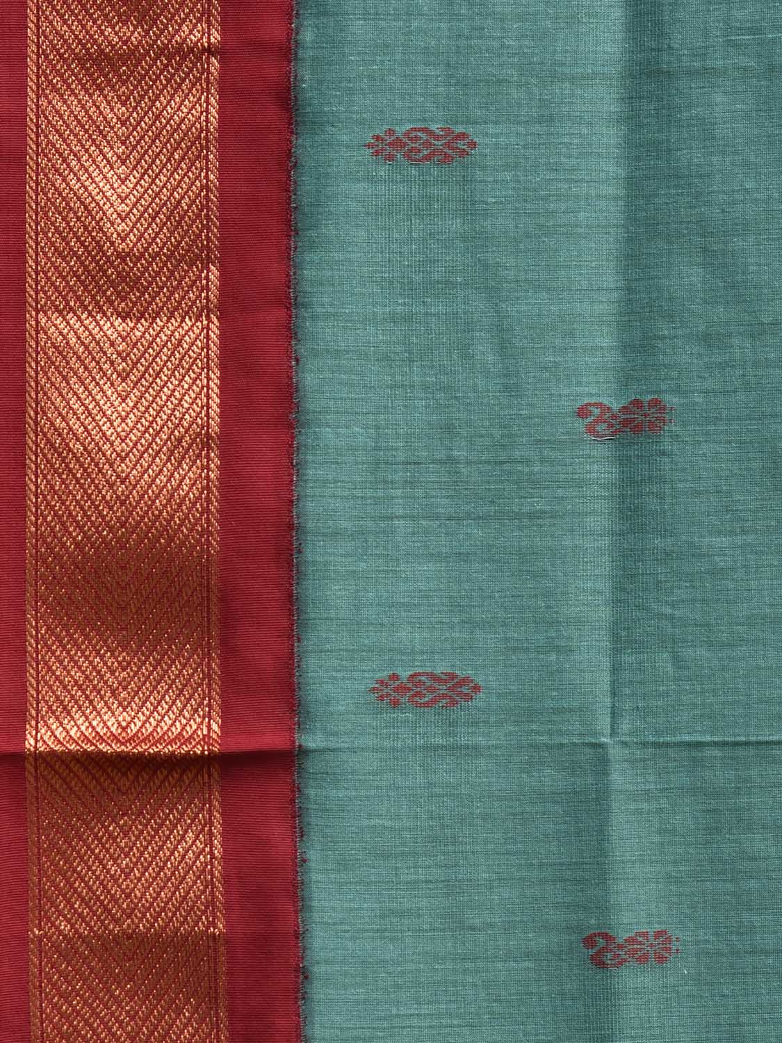Turquoise and Maroon Gadwal Cotton Viscose Saree with Pallu and Border Design g0499