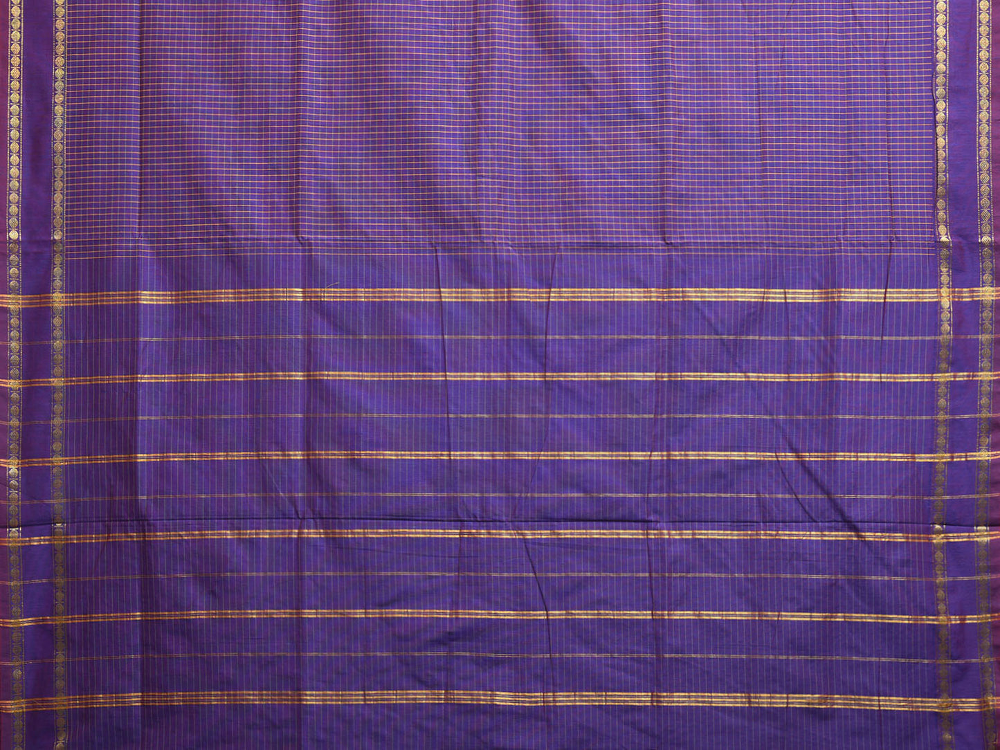 Purple Gadwal Cotton Viscose Saree with Checks and Border Design g0500