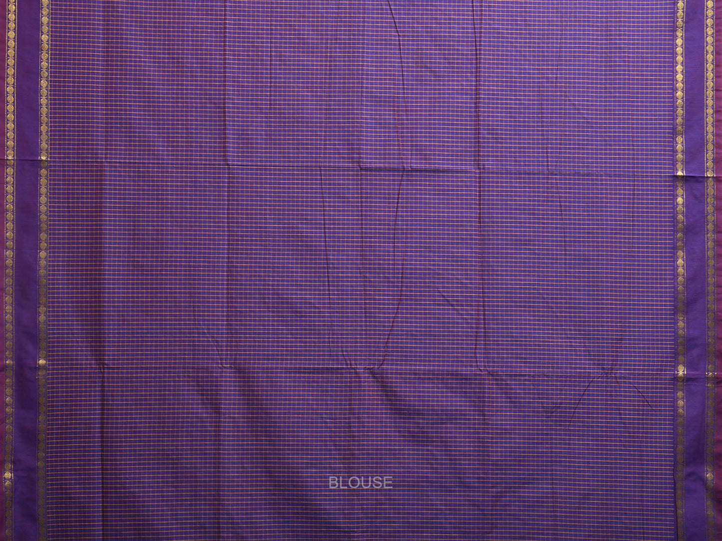 Purple Gadwal Cotton Viscose Saree with Checks and Border Design g0500