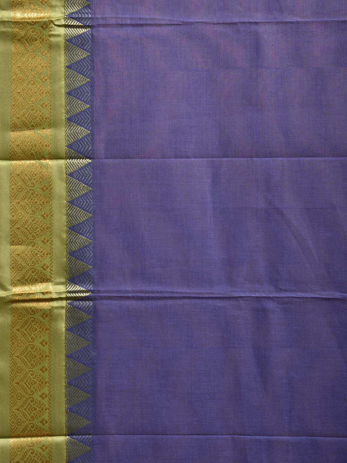 Indigo and Green Gadwal Cotton Viscose Plain Saree with Contrast Pallu Design No Blouse g0512