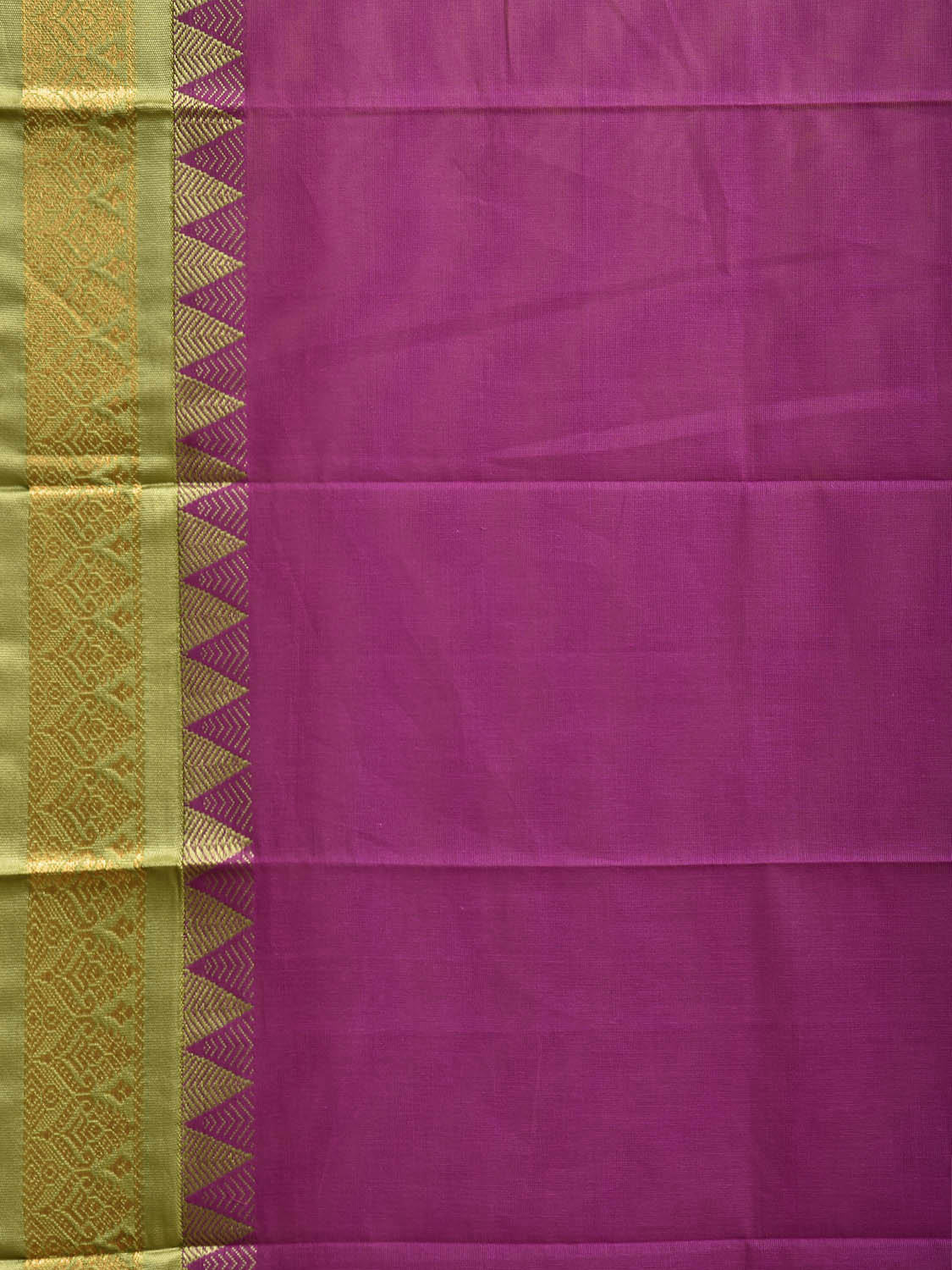 Purple and Green Gadwal Cotton Viscose Plain Saree with Contrast Pallu Design No Blouse g0514