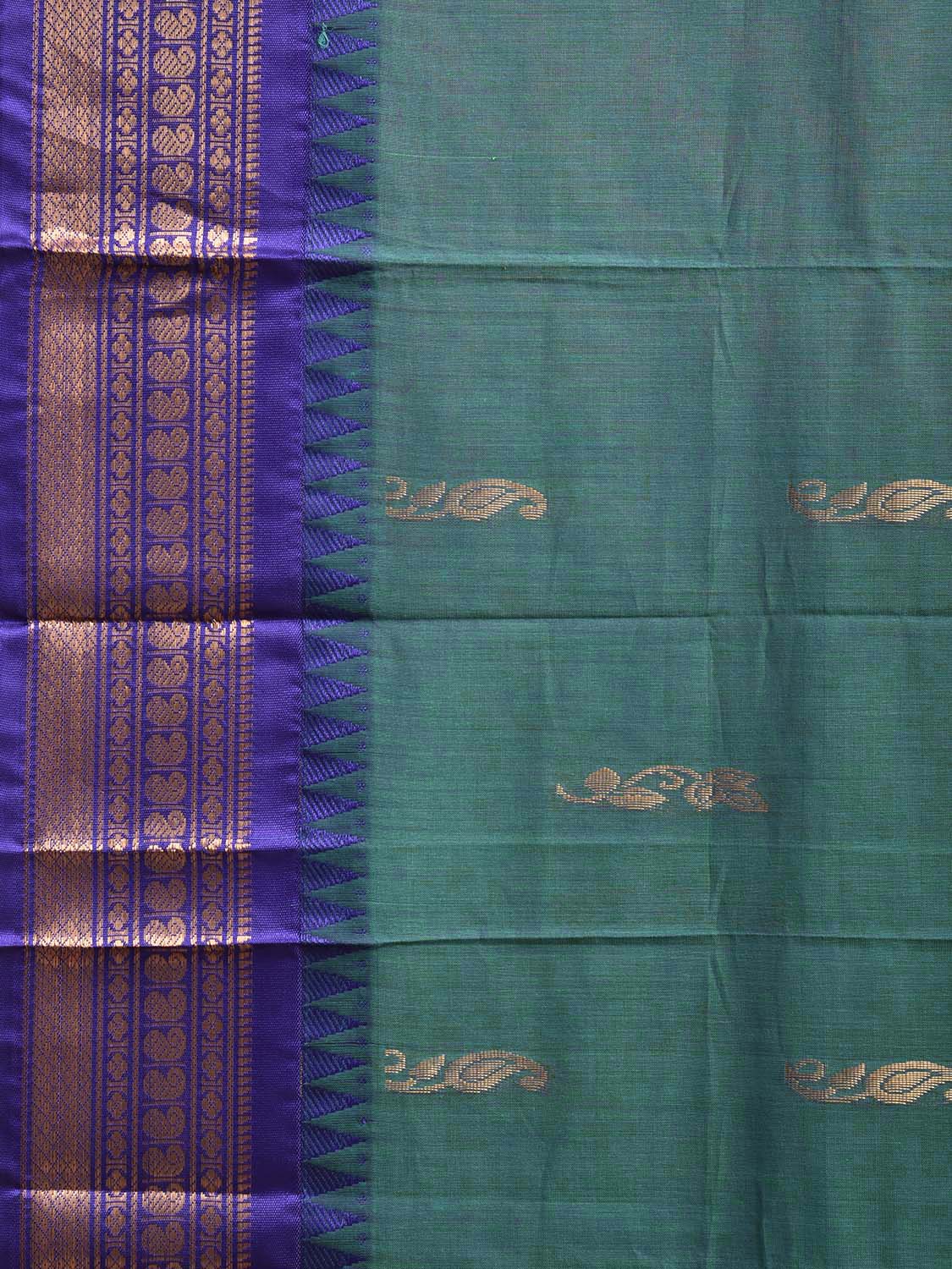 Teal and Dark Blue Gadwal Cotton Viscose Saree with Border and Pallu Design No Blouse g0518