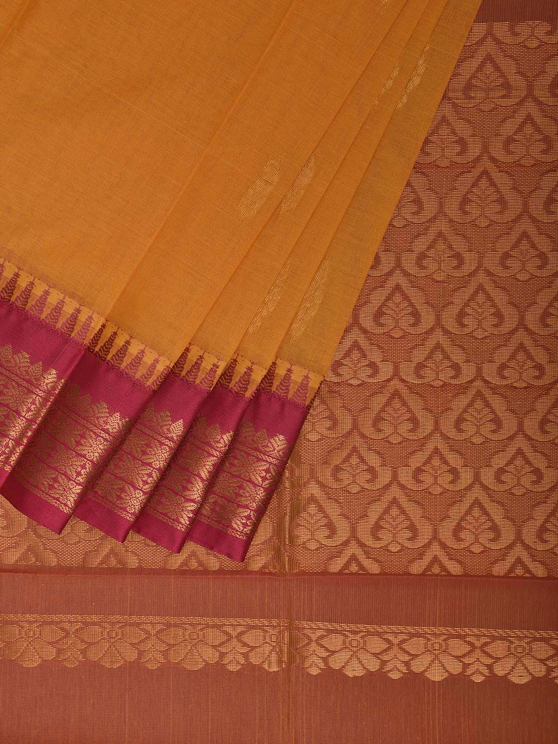 Yellow and Pink Gadwal Cotton Viscose Saree with Border and Pallu Design No Blouse g0519