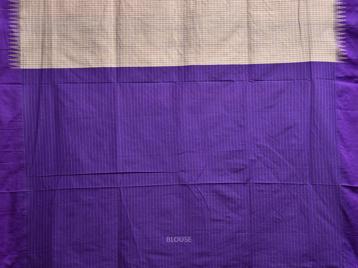 Light Grey and Indigo Gadwal Cotton Viscose Saree with Checks and Pallu Design g0522