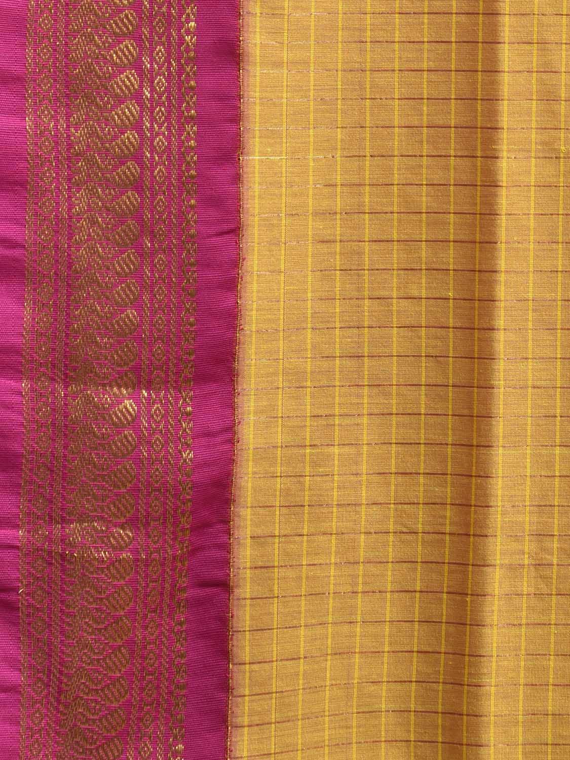 Yellow and Pink Gadwal Cotton Viscose Saree with Checks and Pallu Design g0524