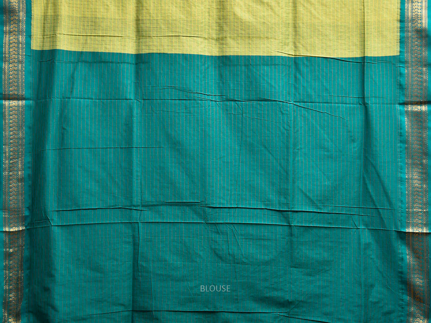 Green and Teal Gadwal Cotton Viscose Saree with Checks and Pallu Design g0525