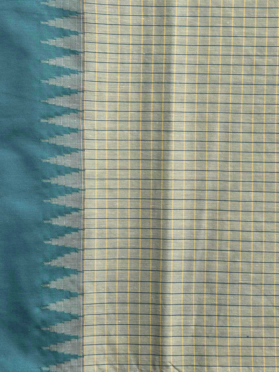 Sea Green and Teal Gadwal Cotton Viscose Saree with Checks and Pallu Design g0529