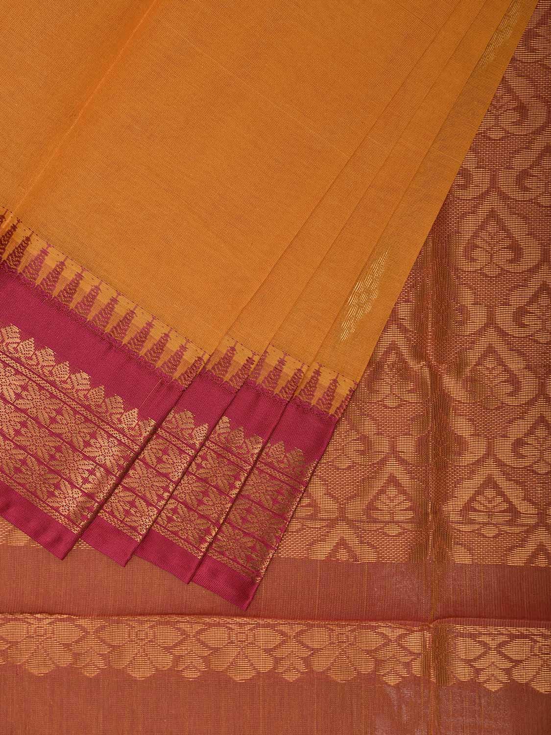 Yellow and Pink Gadwal Cotton Viscose Saree with Border and Pallu Design g0534