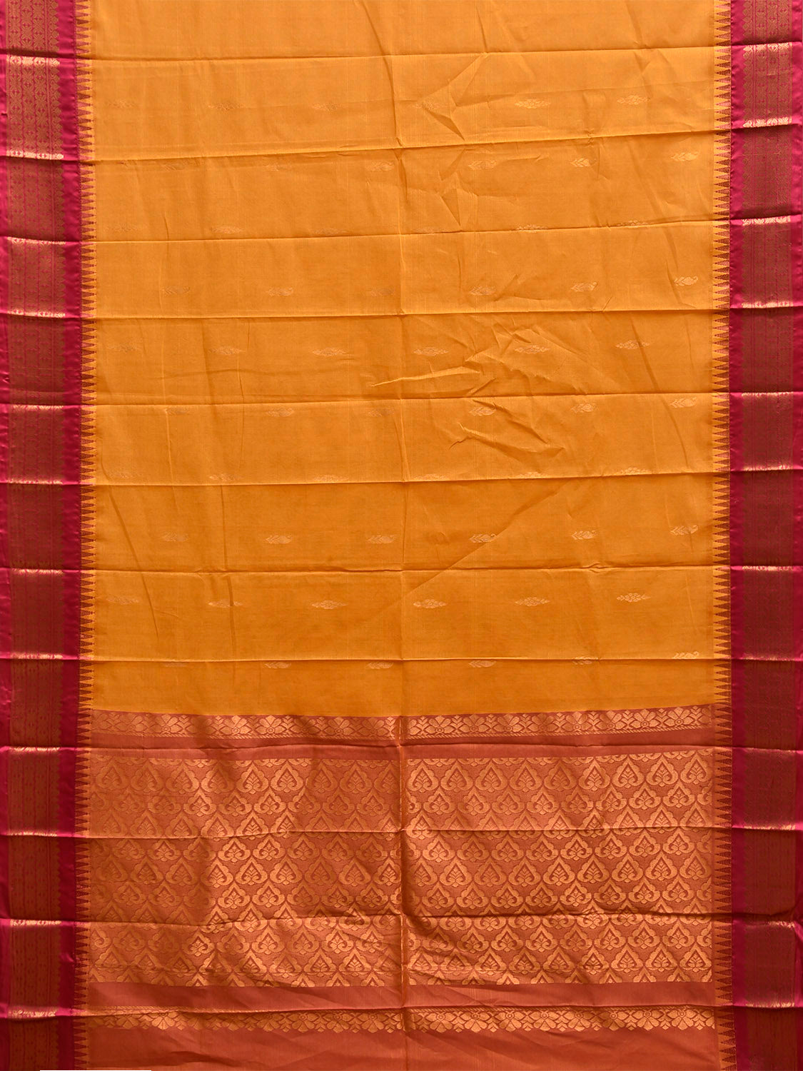Yellow and Pink Gadwal Cotton Viscose Saree with Border and Pallu Design g0534