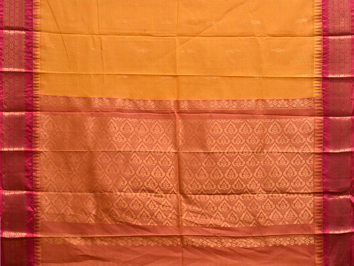 Yellow and Pink Gadwal Cotton Viscose Saree with Border and Pallu Design g0534