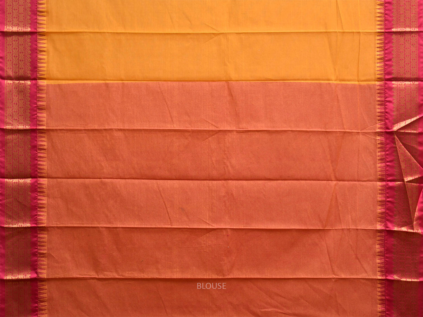 Yellow and Pink Gadwal Cotton Viscose Saree with Border and Pallu Design g0534