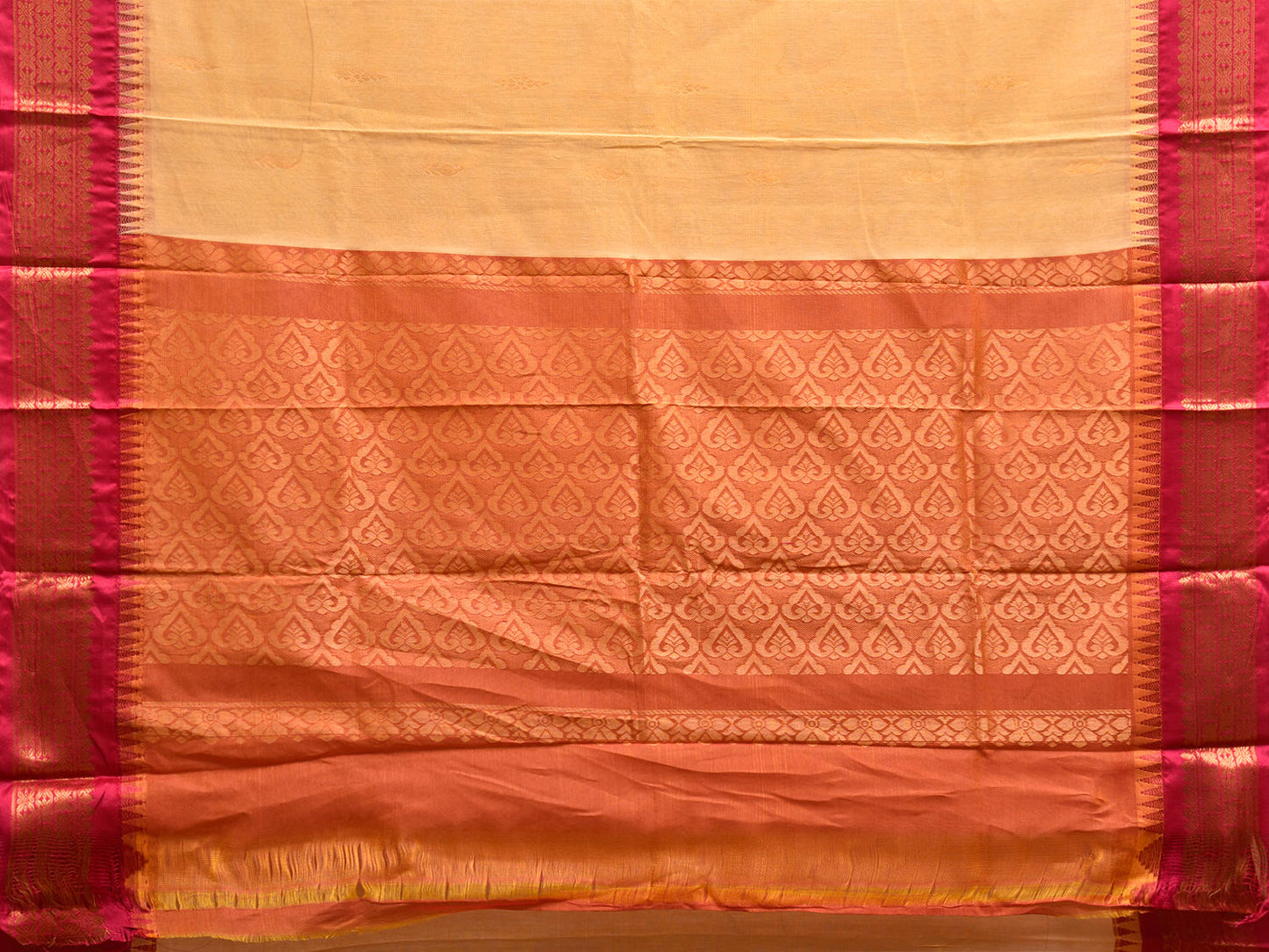 Light Yellow and Pink Gadwal Cotton Viscose Saree with Border and Pallu Design g0539