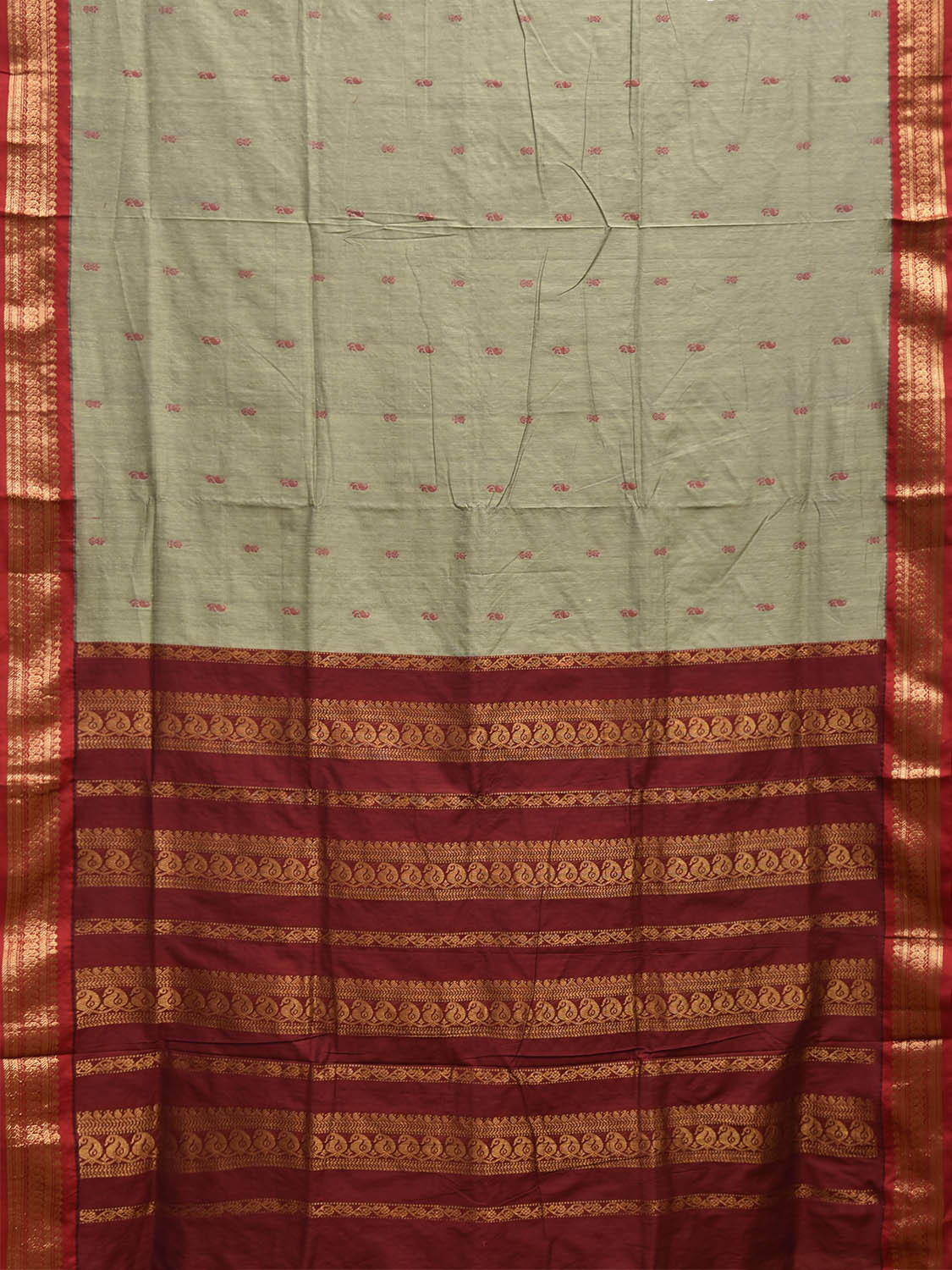 Sea Green and Maroon Gadwal Cotton Viscose Saree with Border and Pallu Design g0541