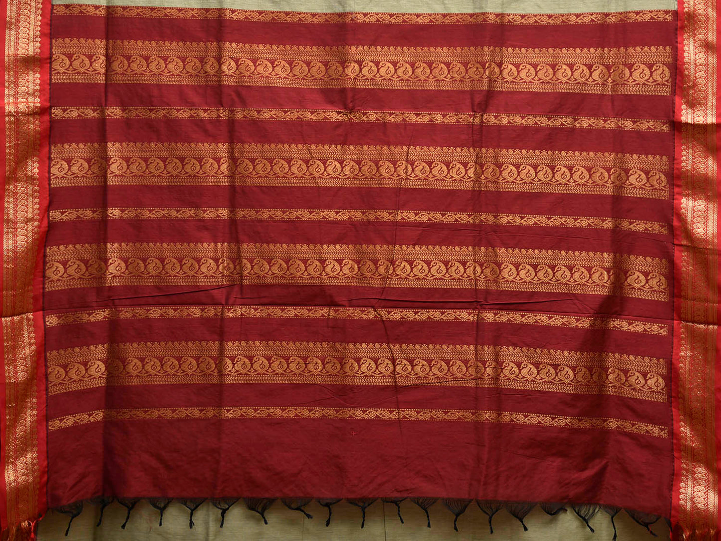 Sea Green and Maroon Gadwal Cotton Viscose Saree with Border and Pallu Design g0541