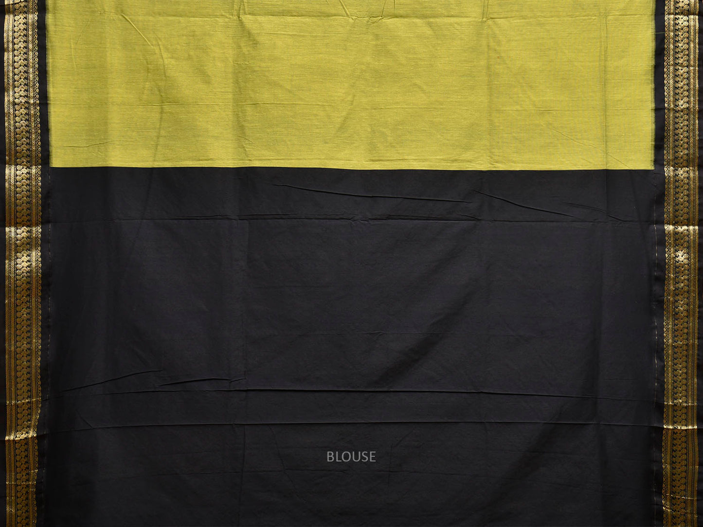 Light Green and Black Gadwal Cotton Viscose Saree with Border and Pallu Design g0542