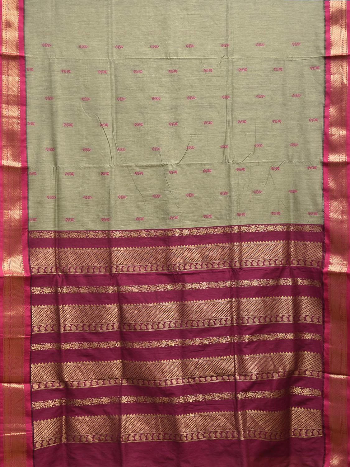 Sea Green and Pink Gadwal Cotton Viscose Saree with Border and Pallu Design g0545