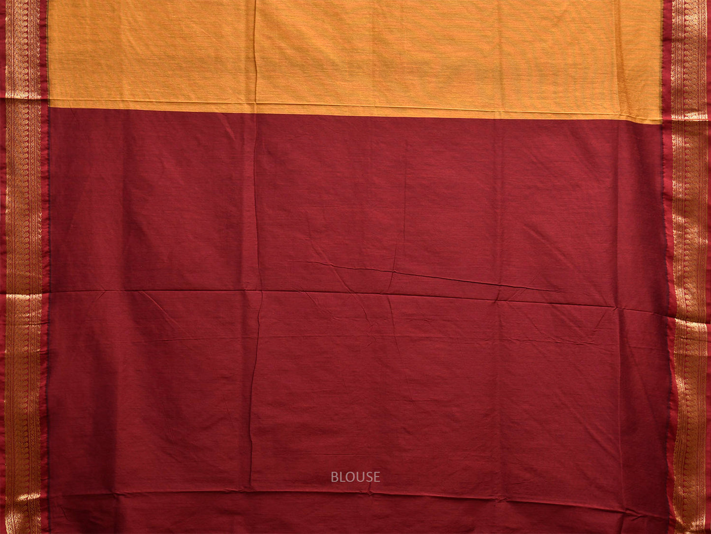 Mustard and Maroon Gadwal Cotton Viscose Saree with Border and Pallu Design g0546